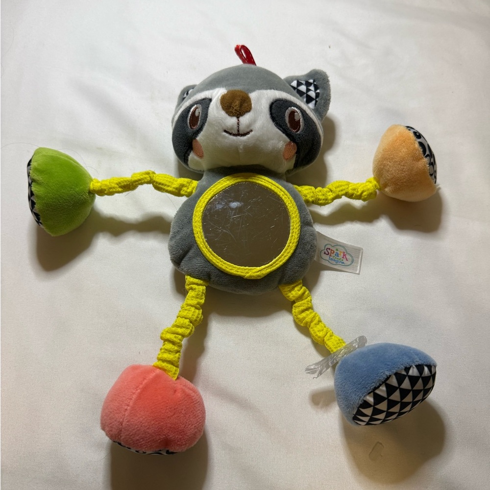 SPY Colorful Raccoon Plush Toy - Gray, Green, Orange, Blue